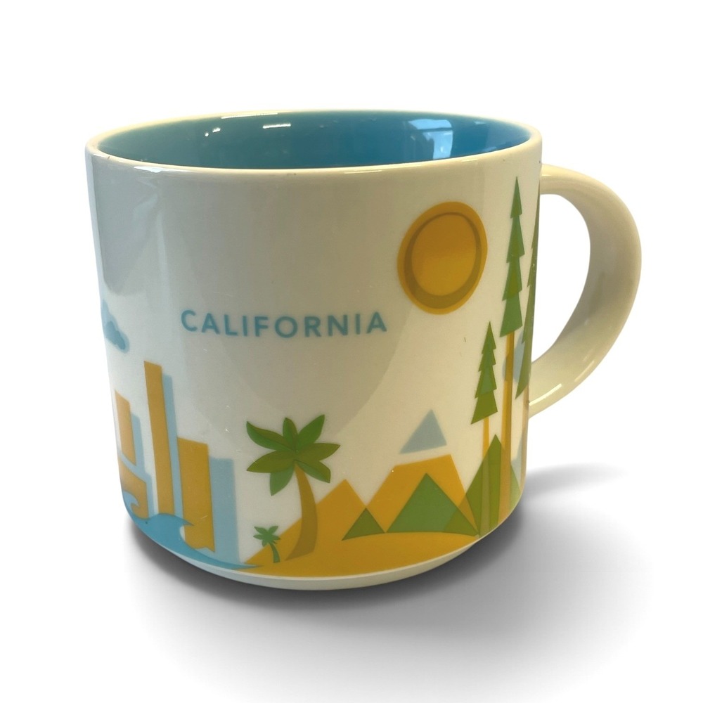 Starbucks Mug You Are Here California 14oz White Blue Ceramic 2017 Souvenir Cup